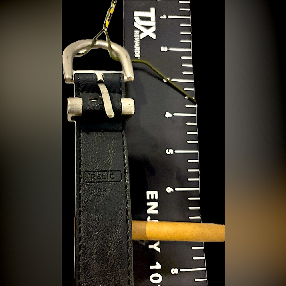 Black Men's belt fits 30”-36” waist sz vintage simple black leather steel buckle